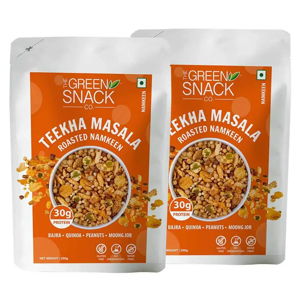 The Green Snack Co. Roasted Namkeen - Pack of 2,  Teekha Masala  100 g