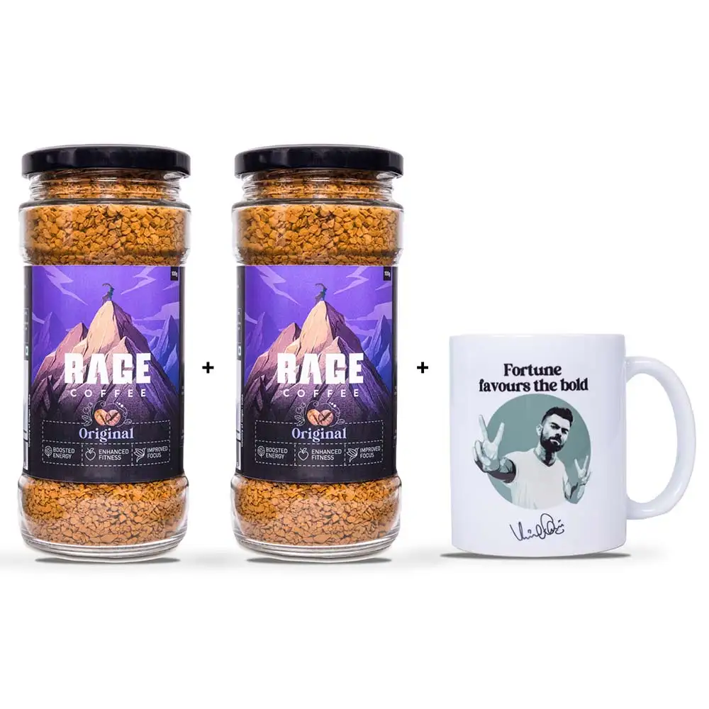 Rage Coffee Premium Arabica Instant Coffee (Pack of 2),  100 g  Original Blend with Free Coffee Mug