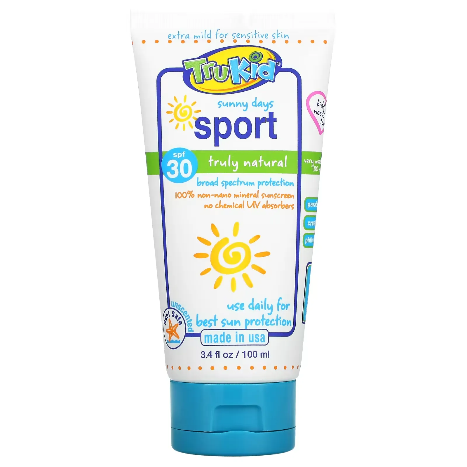 Sunny Days Sport Sunscreen, SPF 30, Unscented, 3.4 fl oz (100 ml)