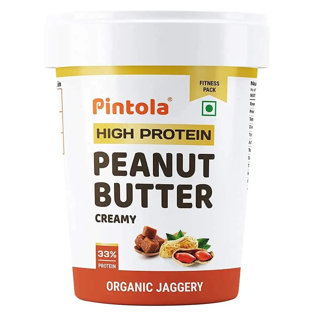 Pintola High Protein Peanut Butter,  1 kg  Organic Jaggery Creamy