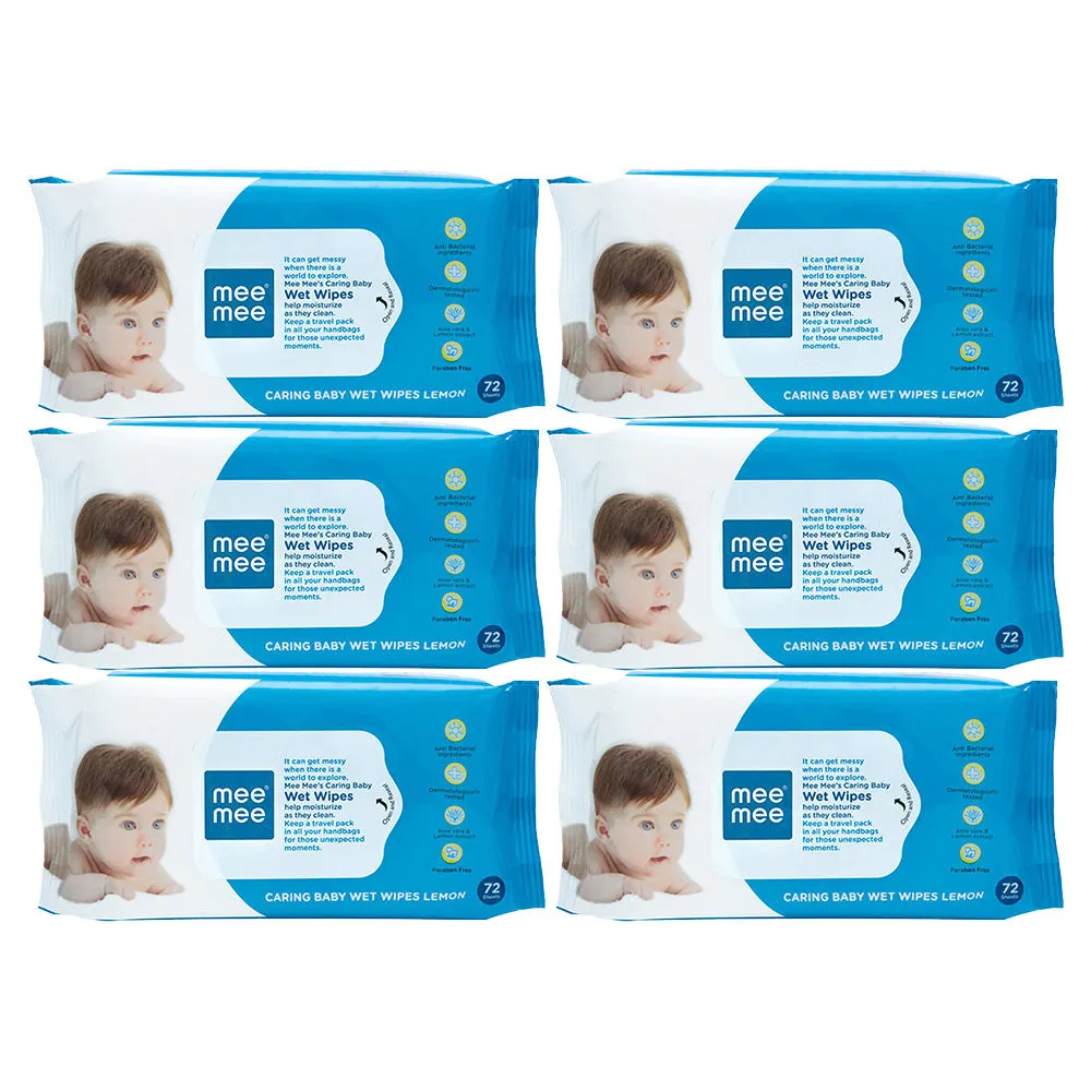 Mee Mee Caring Baby Wet Wipes Lemon Fragrance - Pack Of 6