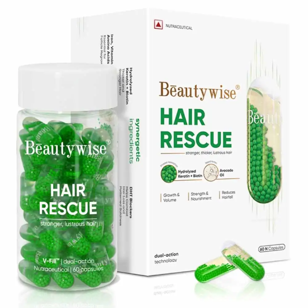 Beautywise Hair Rescue Hydrolyzed Keratin & Biotin,  60 capsules  Unflavoured