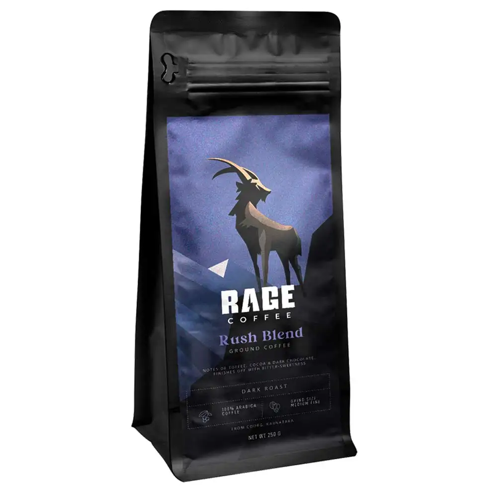 Rage Coffee Rush Blend Ground Coffee,  250 g  Home Strainer (Medium Fine)