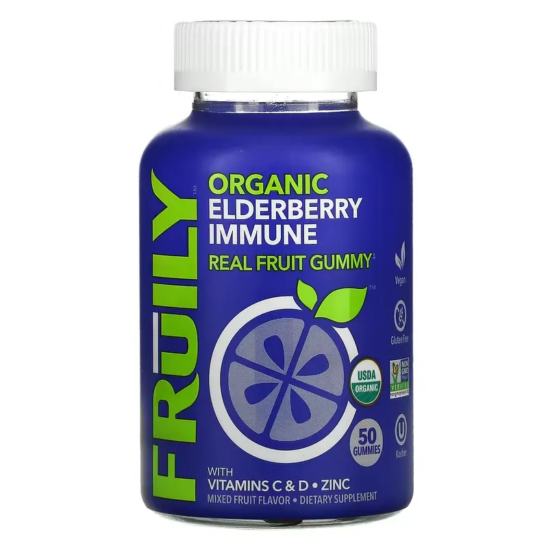 Organic Elderberry Immune with Vitamins C & D, Zinc, Mixed Fruit, 50 Gummies