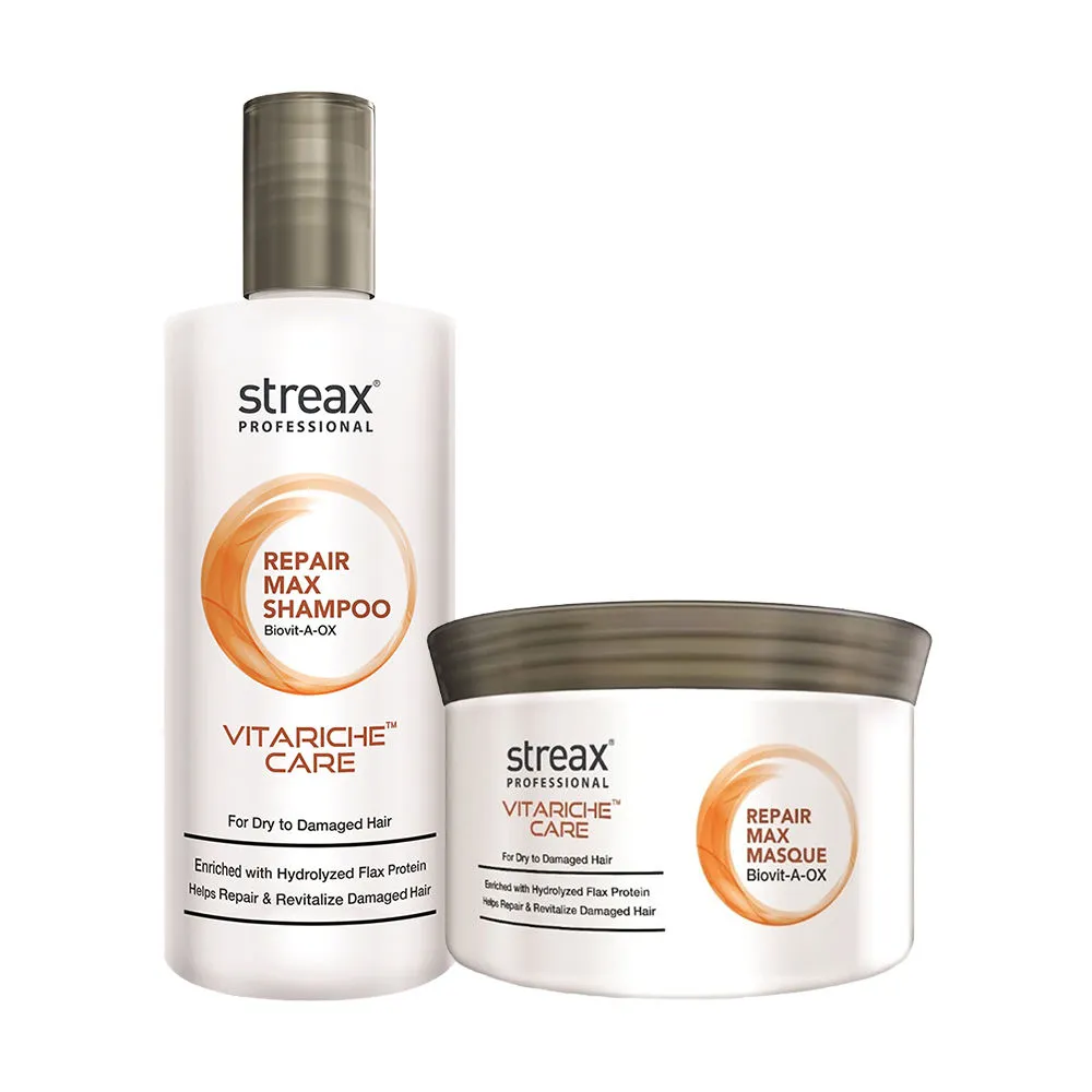 Streax Professional Vitariche Care Repair Max Shampoo + Masque Hair Care Combo