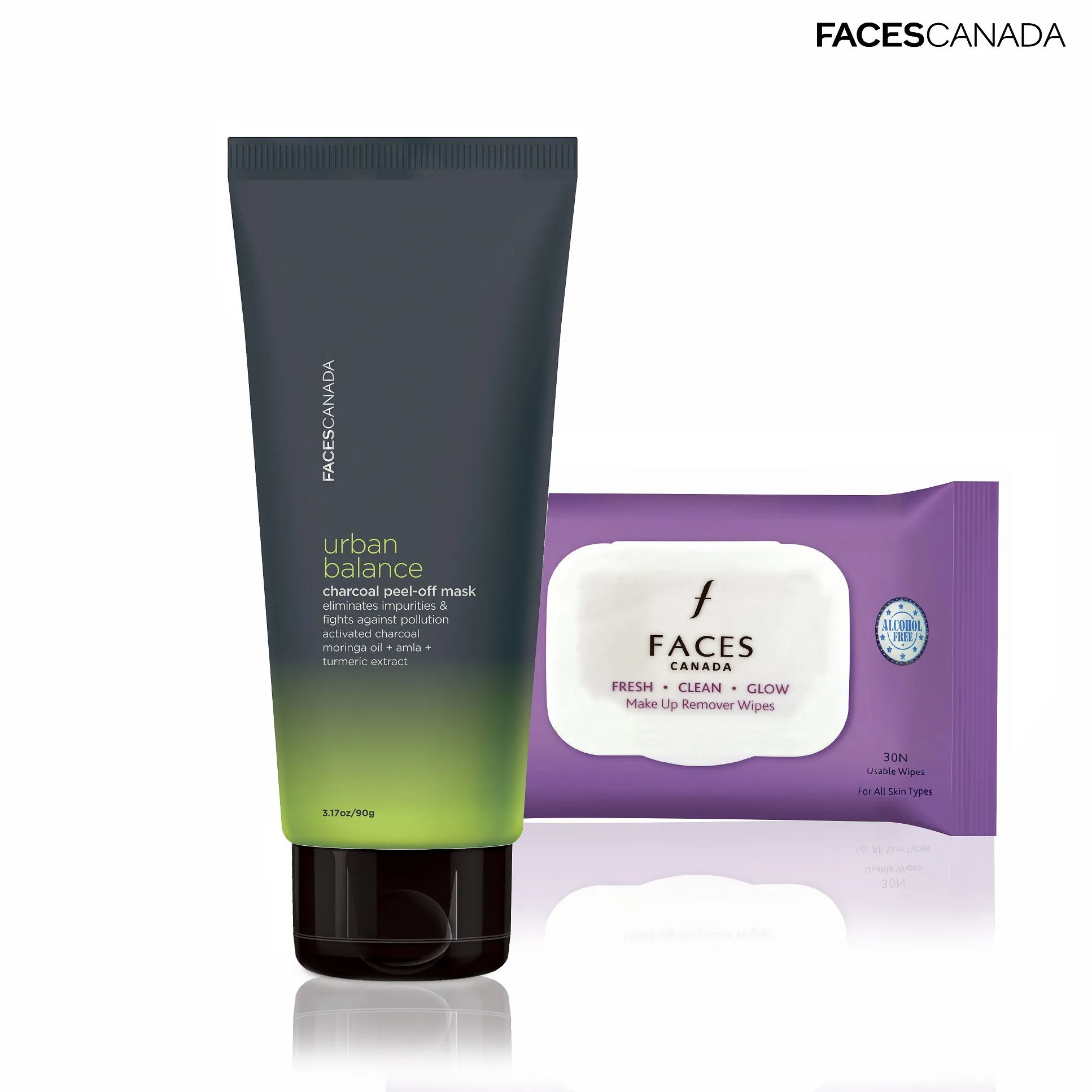 Faces Canada Skin Care Combo (Charcoal Peel Off Mask + Makeup Remover Wipes)