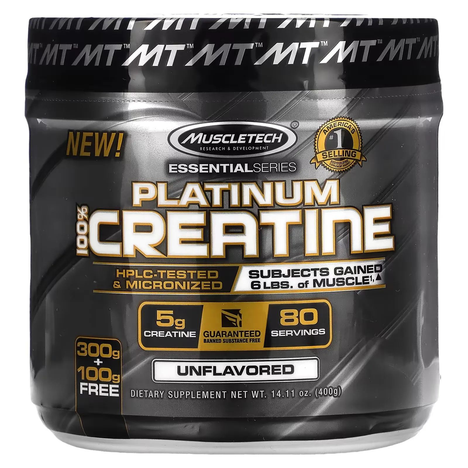 Essential Series, Platinum 100% Creatine, Unflavored, 14.11 oz (400 g)