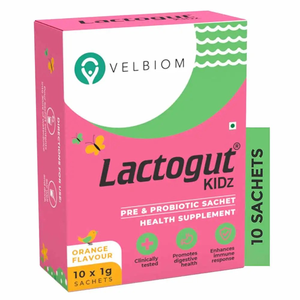 Velbiom Lactogut Kidz,  10 sachets/pack  Orange