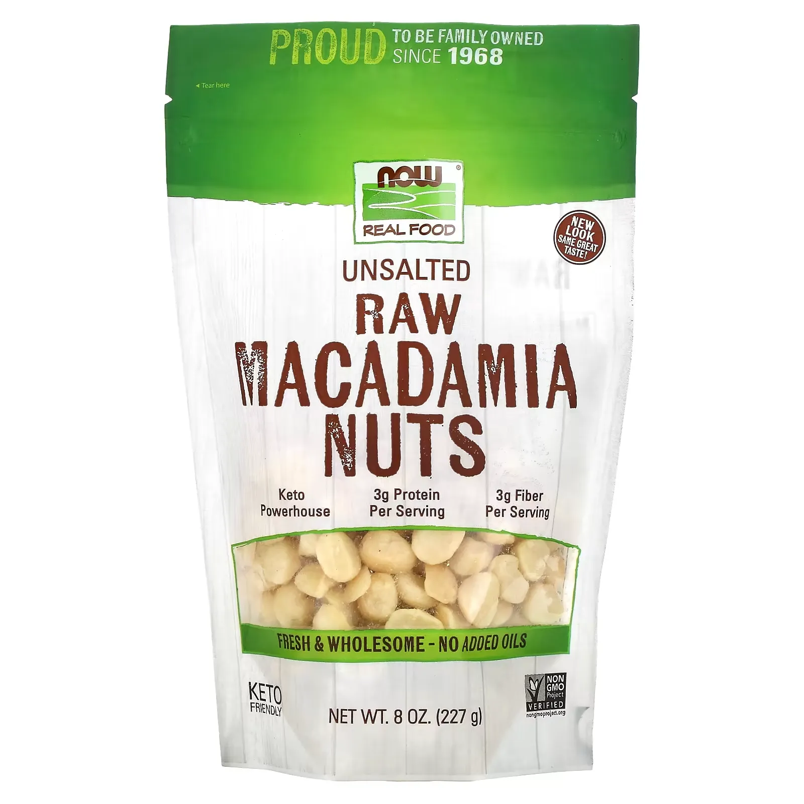 Real Food, Raw Macadamia Nuts, Unsalted, 8 oz (227 g)