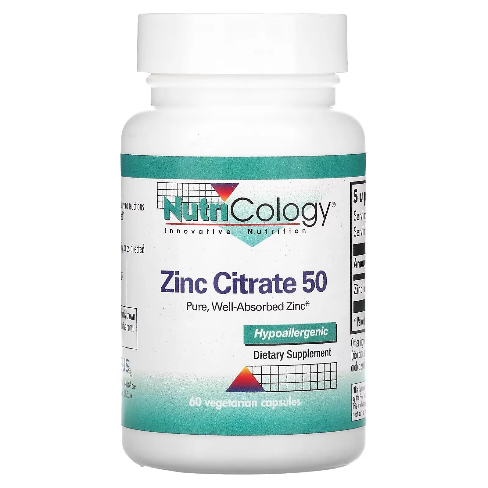 Zinc Citrate 50, 60 Vegetarian Capsules