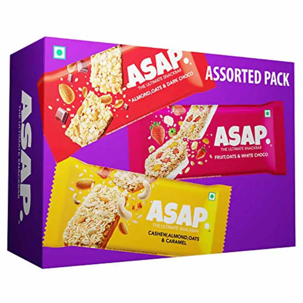 ASAP Healthy Granola Bars,  6 bar(s)  Dark Choco Almond, Fruits & White Choco, Cashew Caramel