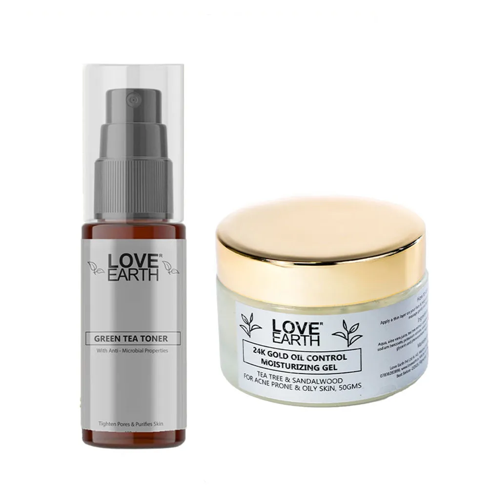 Love Earth Green Tea Toner + 24k Gold Oil Moisturizing Gel