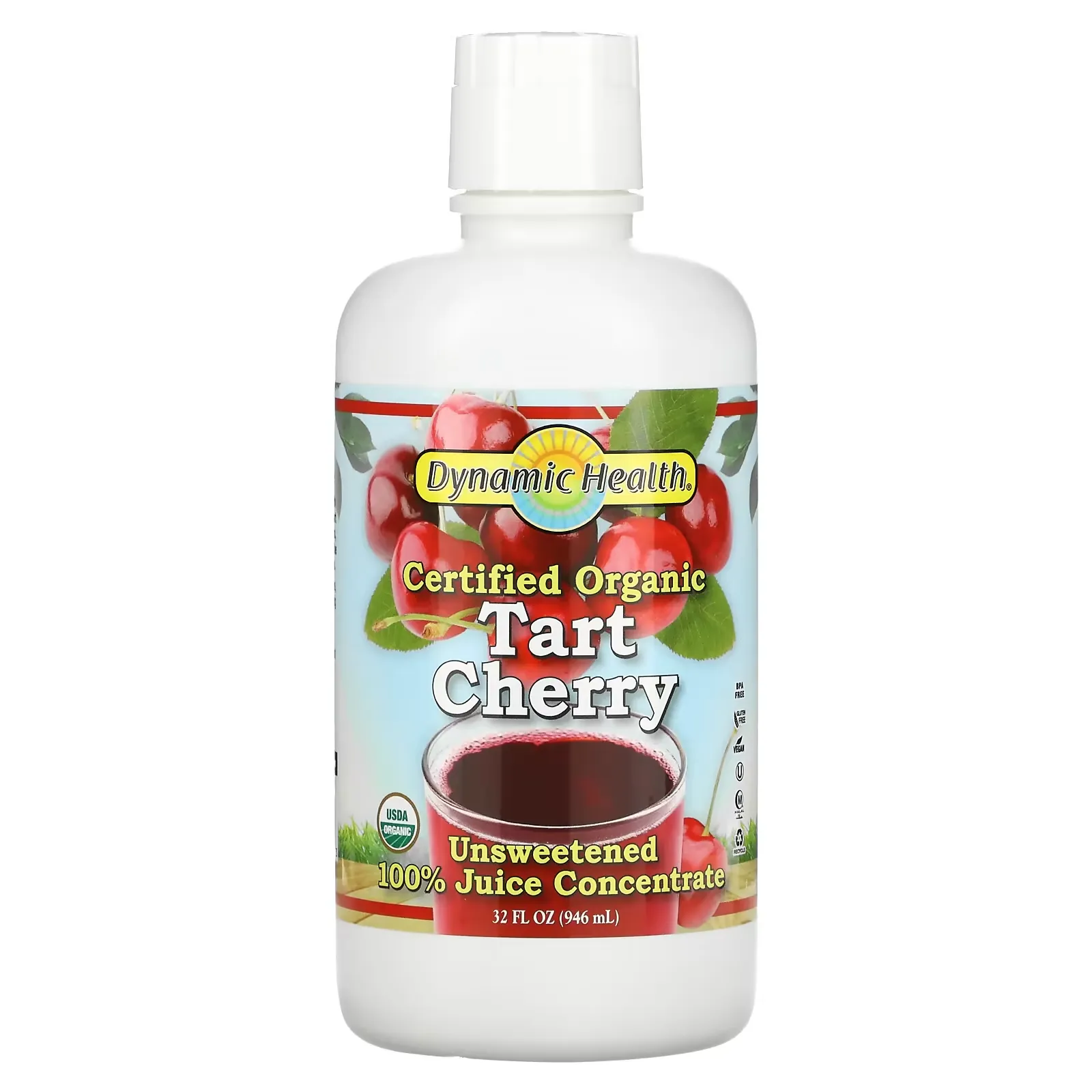 Certified Organic Tart Cherry, 100% Juice Concentrate, Unsweetened, 32 fl oz (946 ml)