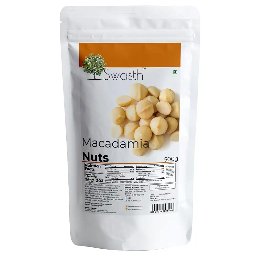 Swasth Macadamia Nuts,  Unflavoured  0.5 kg