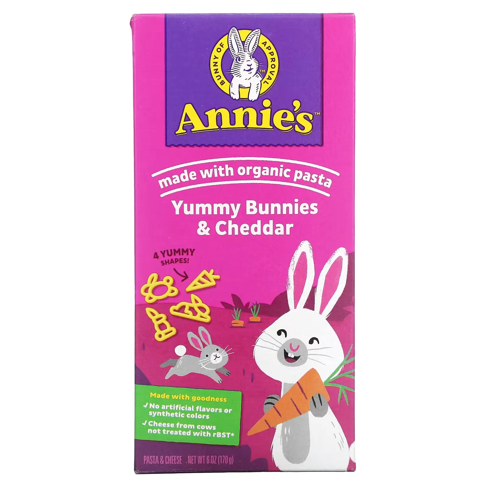 Yummy Bunnies & Cheddar, Pasta & Cheese, 6 oz (170 g)