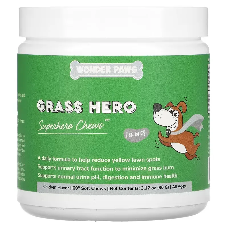 Grass Hero, Superhero Chews For Dogs, All Ages, Chicken , 60 Soft Chews, 3.17 oz (90 g)