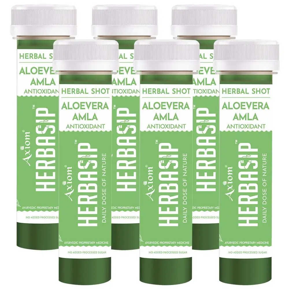 Herbasip Aloevera Amla Juice Pack of 6 Shots,  50 ml  Unflavoured