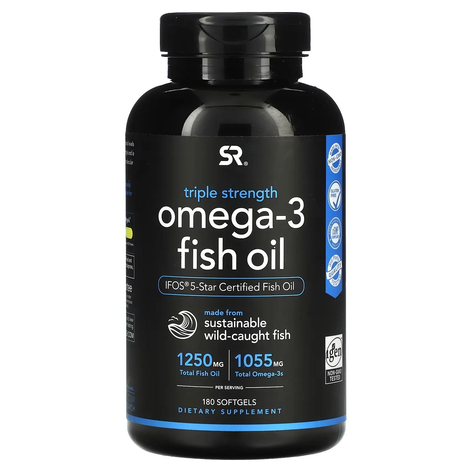 Omega-3 Fish Oil, Triple Strength, 1,250 mg, 180 Softgels