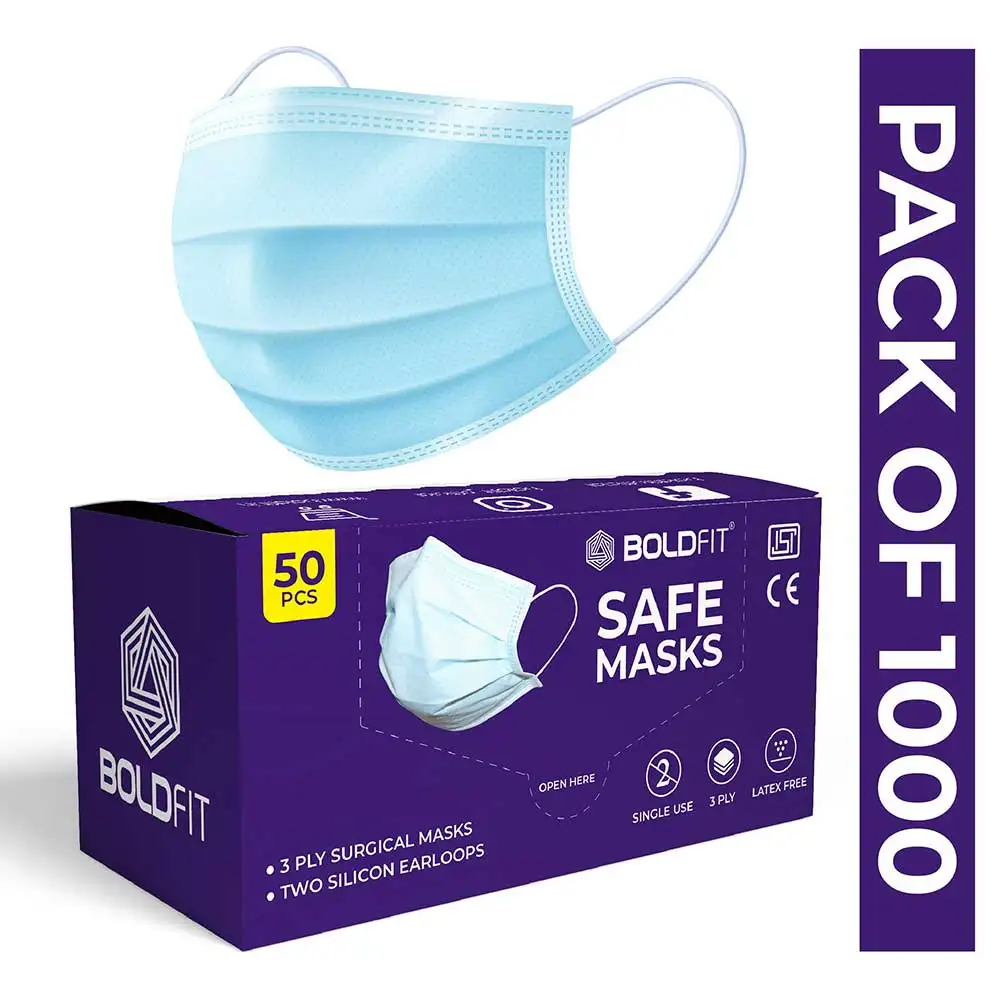 Boldfit Surgical Masks,  Blue (Pack of 20)