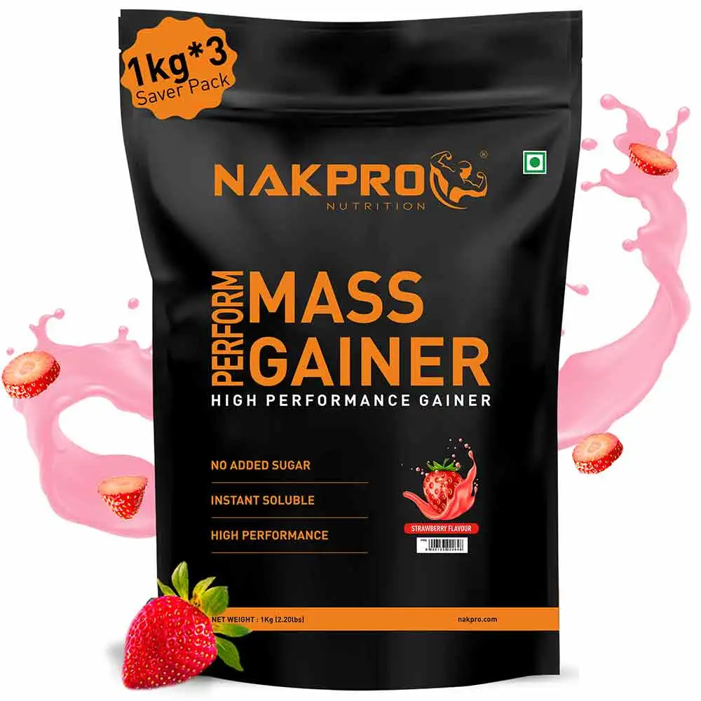 Nakpro Perform Mass Gainer,  2.2 lb  Strawberry (Pack of 3)