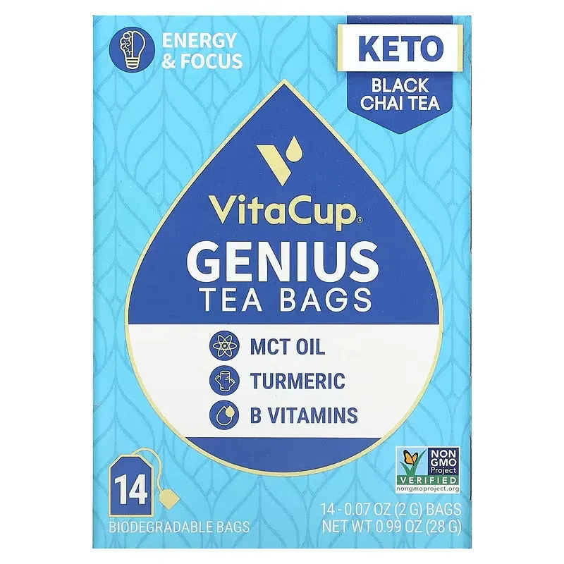 Genius Tea, Black Chai, 14 Bags, 0.07 oz (2 g) Each