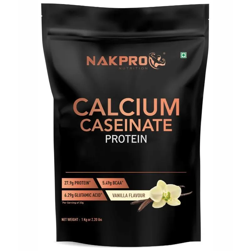 NAKPRO Calcium Caseinate, Slow-digesting Casein Protein Powder - Vanilla