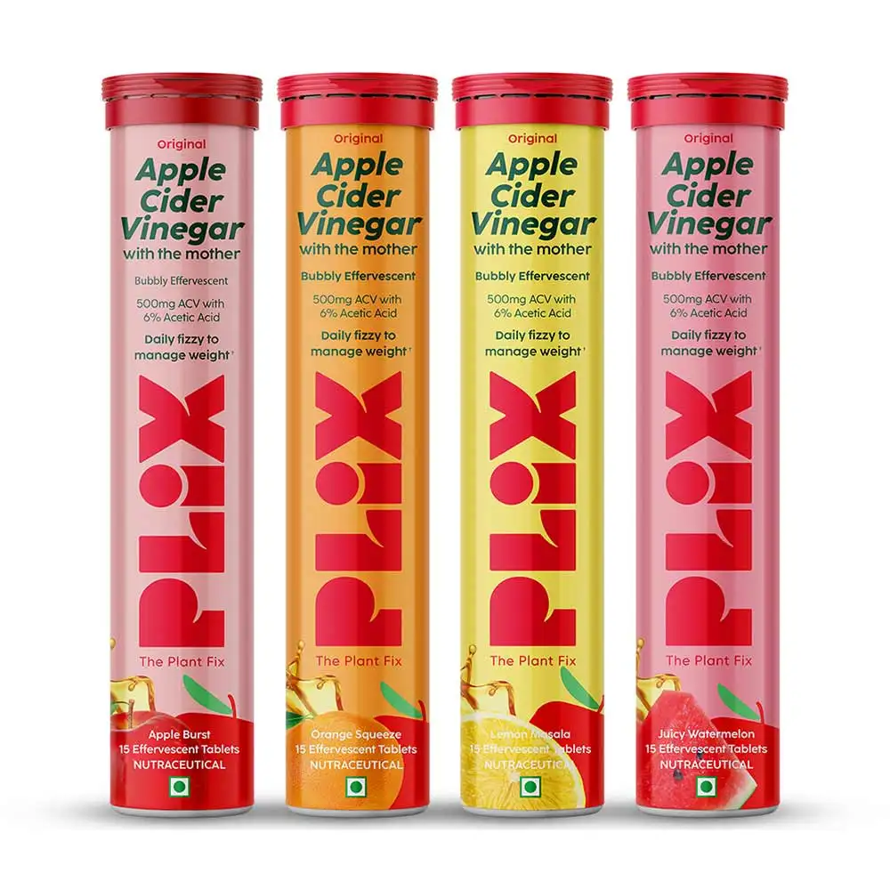 Plix Life Apple Cider Vinegar with Mother,  15 tablet(s)  Assorted (Pack of 4)