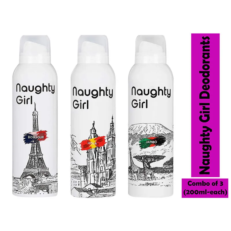 Naughty Girl Hola Bonjour Jambo Deodorant - Pack Of 3