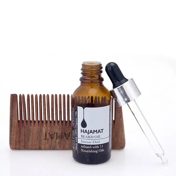 Hajamat Organic Beard Oil Infused With 11 Nourishing Oils With Beard Comb