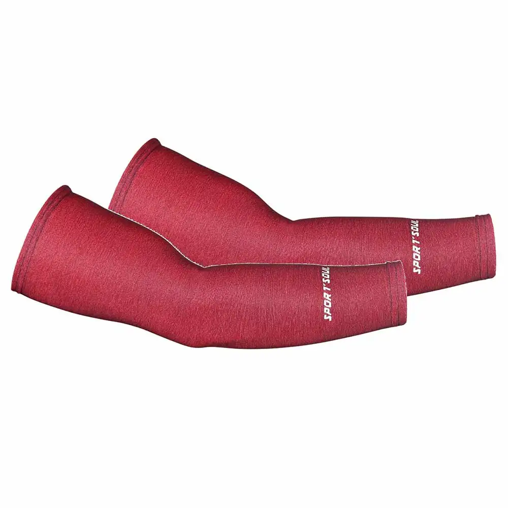 SportSoul Compression Arm Sleeves,  Red Melange  Medium