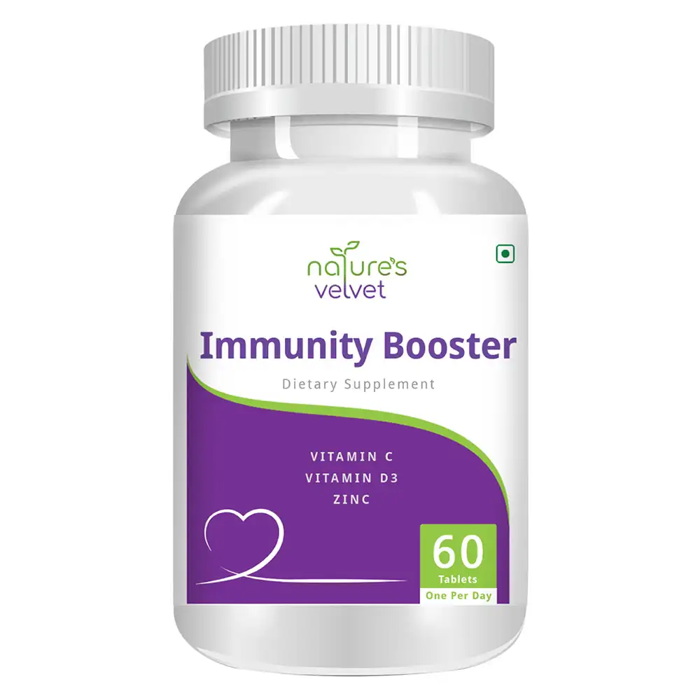 Natures Velvet Immunity Booster with VitC 1000mg, VitD3 2000IU & Zinc15mg,  60 tablet(s)  Unflavoured