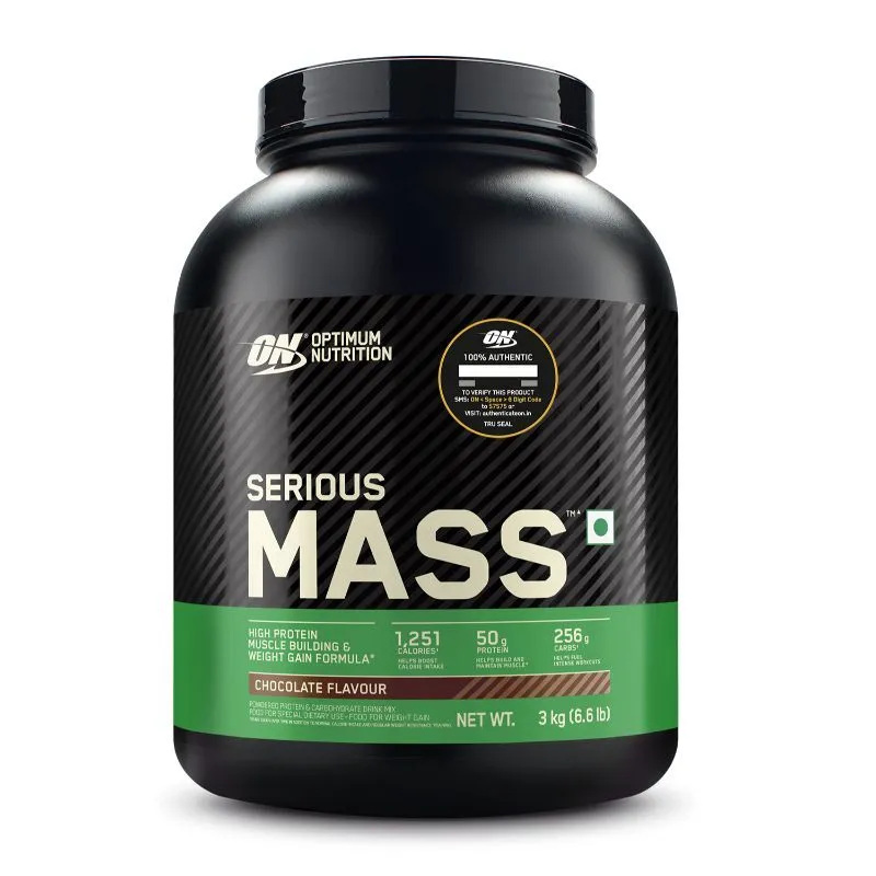 Optimum Nutrition (ON) Serious Mass High Protein High Calorie Weight Gainer Powder - Chocolate