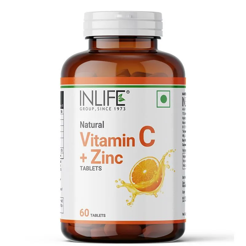 Inlife Natural Vitamin C + Zinc Tablets - Orange Flavour