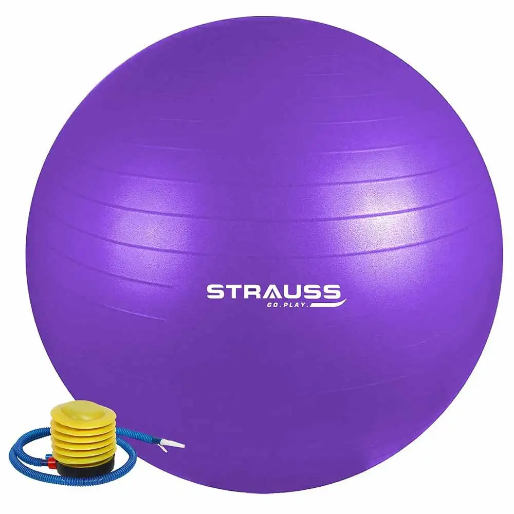 Strauss Round Shape Anti Burst Gym Exercise Ball with Pump,  Purple  55 cm