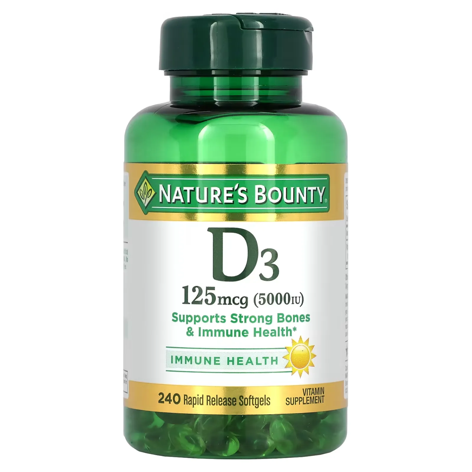 D3, 125 mcg (5,000 IU), 240 Rapid Release Softgels