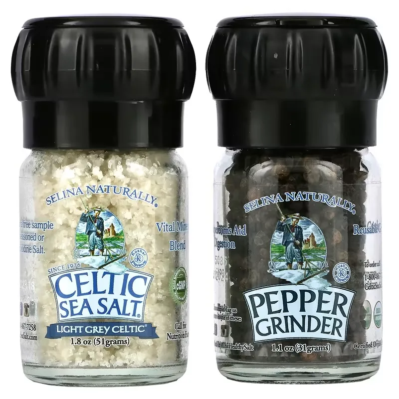 Mini Mixed Grinder Set, Light Grey Celtic Salt & Pepper Grinder, 2.9 oz (82 g)