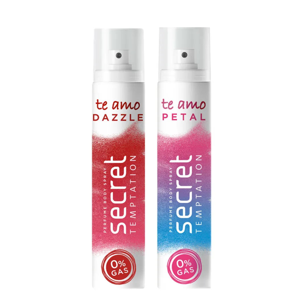 Secret Temptation Te Amo Dazzle and Petal No Gas Perfume Body Spray for Women - Pack of 2