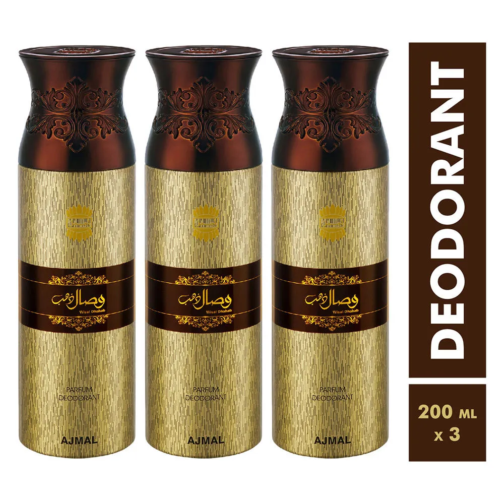 Ajmal Wisal Dhahab Parfum Deodorant For Men - Pack Of 3