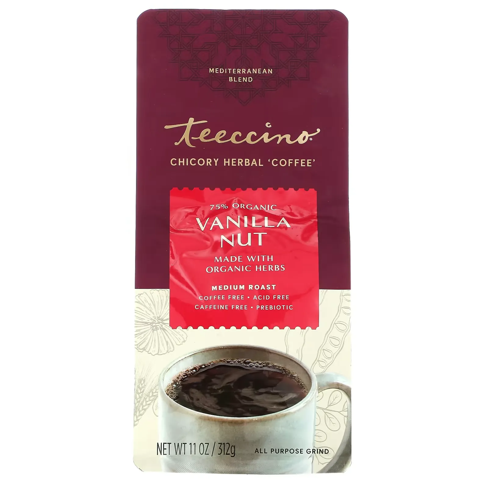 Chicory Herbal Coffee, Vanilla Nut, Medium Roast, Caffeine Free , 11 oz (312 g)