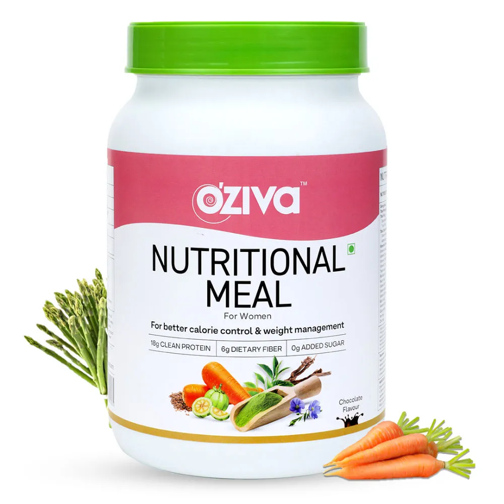 OZiva Nutritional Meal Women for Weight Management, High in Protein with Ayurvedic Herbs, Chocolate