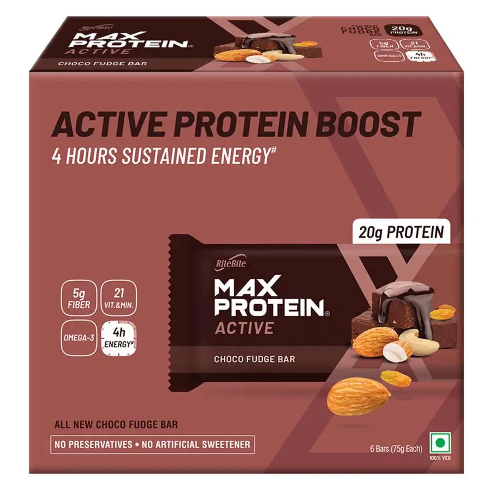 RiteBite Max Protein Active Bar (20g Protein),  6 bar(s)  Choco Fudge