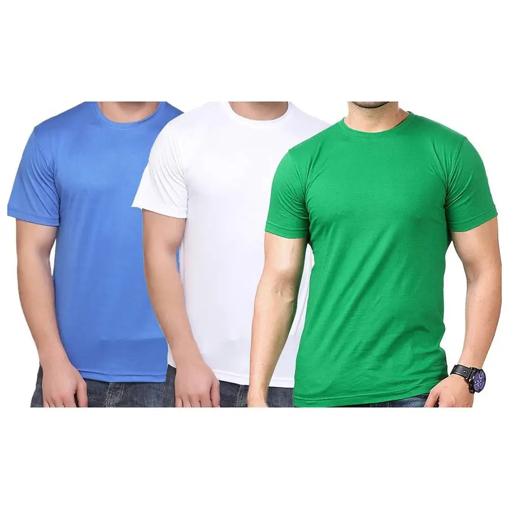 Gym Brute 3 T-Shirt Combo,  Blue White and Green  Large