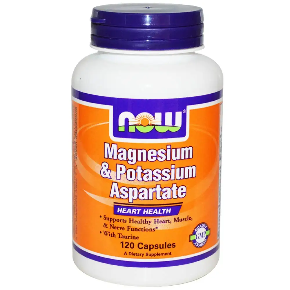 Now Magnesium & Potassium Aspartate,  Unflavoured  120 capsules