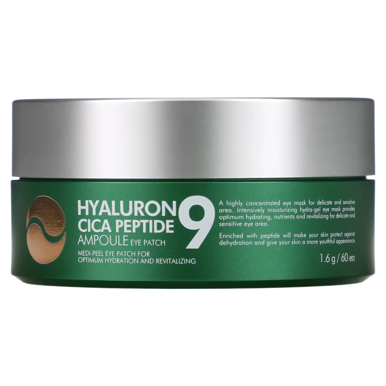 Hyaluron Cica Peptide 9, Ampoule Eye Patch, 60 Patches, 1.6 g Each