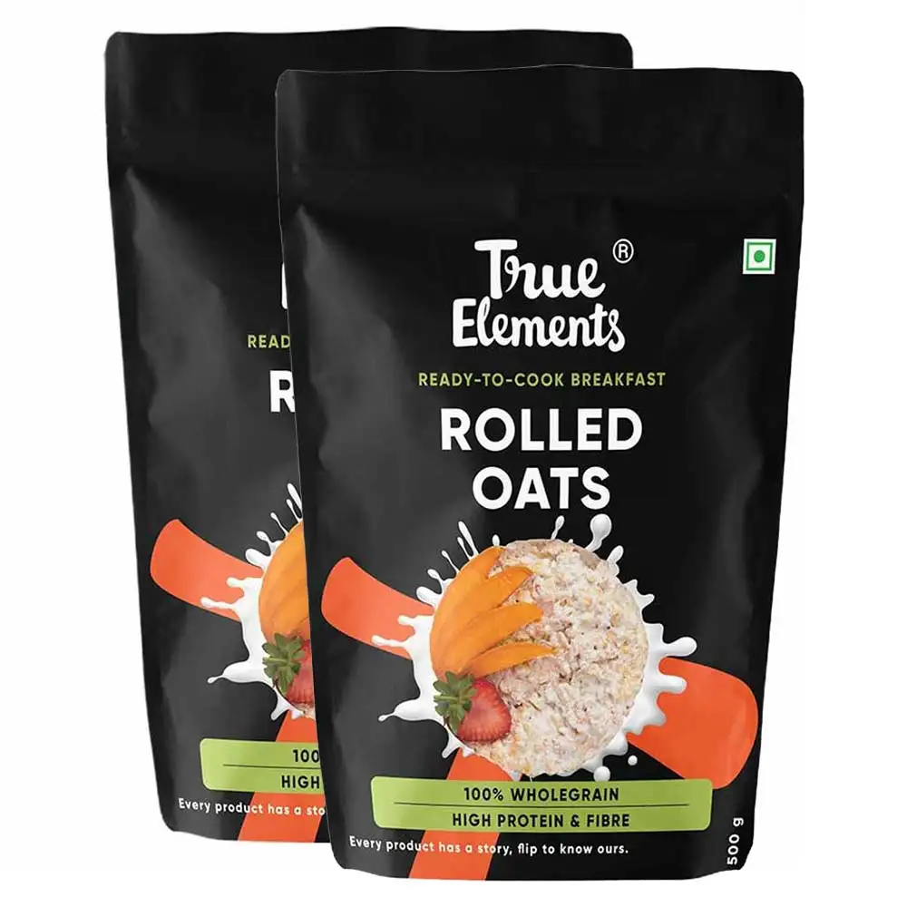 True Elements Rolled Oats (Pack of 2),  0.5 kg  Unflavoured