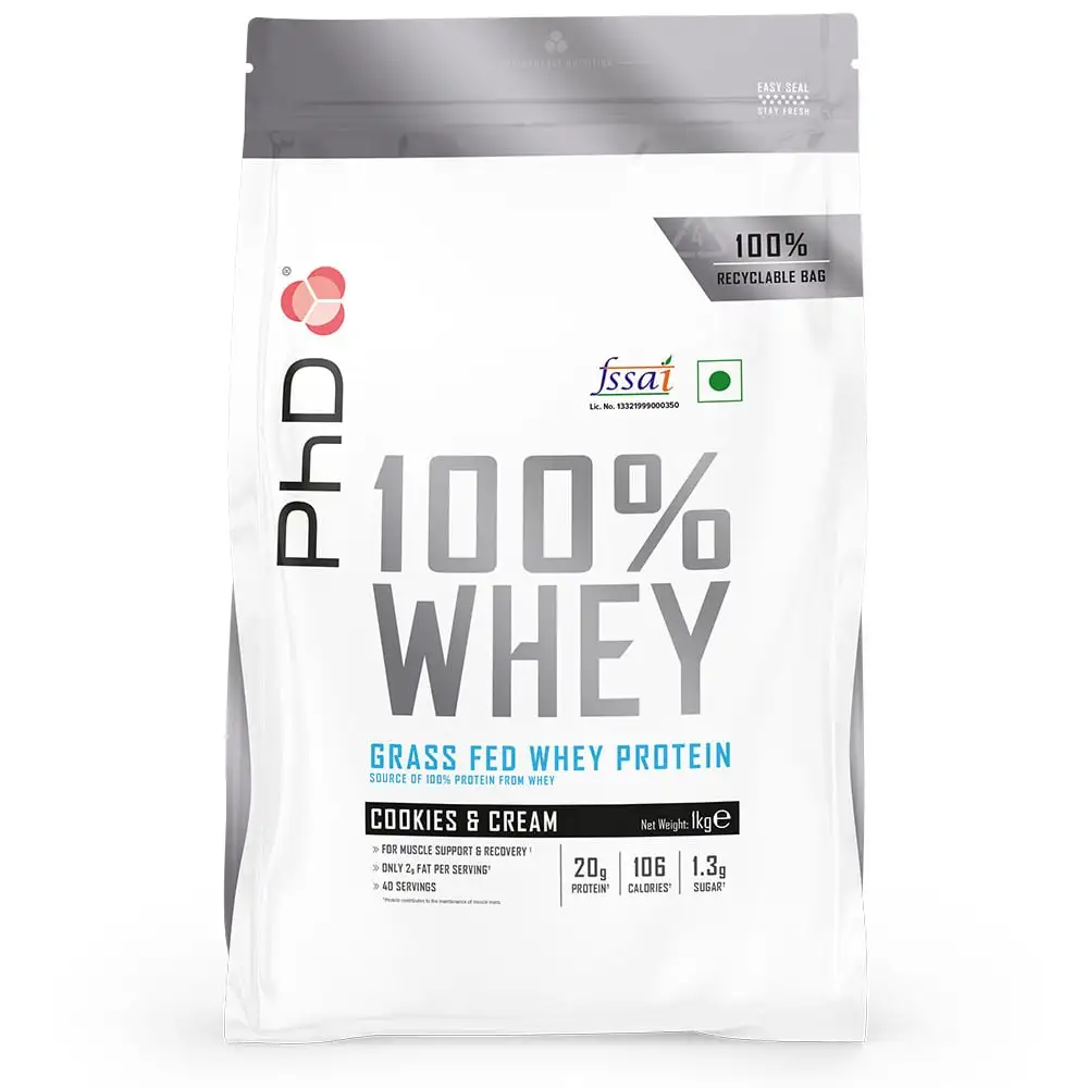 PhD 100% Whey Powder,  2.2 lb  Cookies & Cream