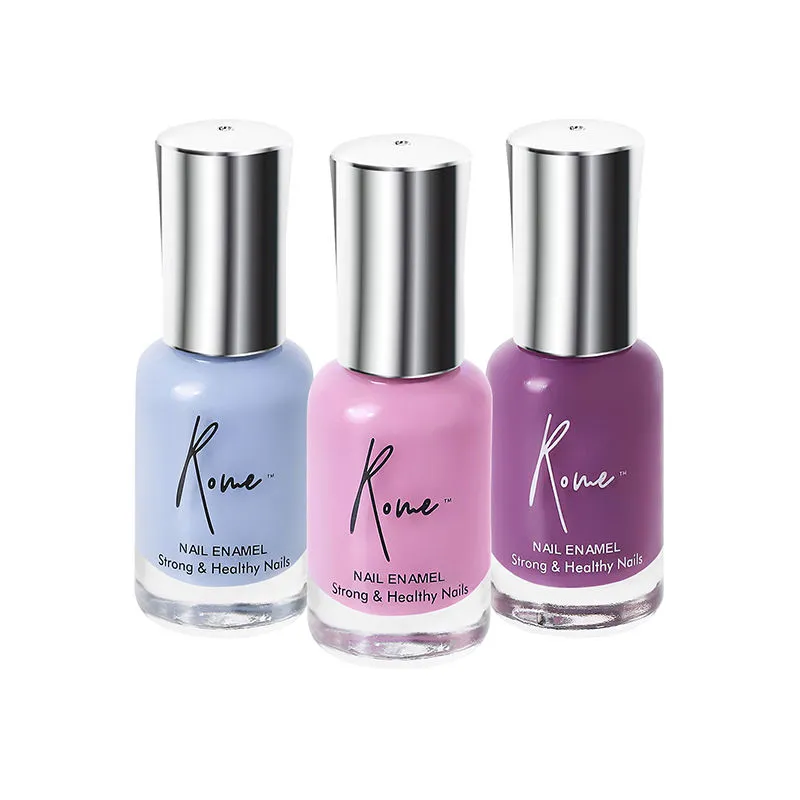 Rome Set Of 3 Strong & Healthy Nail Enamel (taffy Pink, Lilac & Violet Crush)