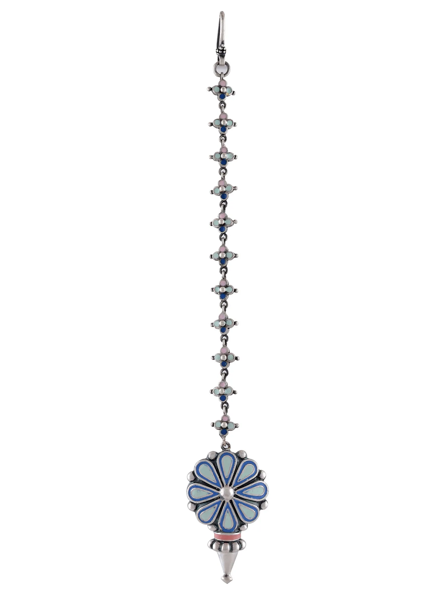 Tribe Amrapali Blue Enamel Chandrika Flower Maangtika