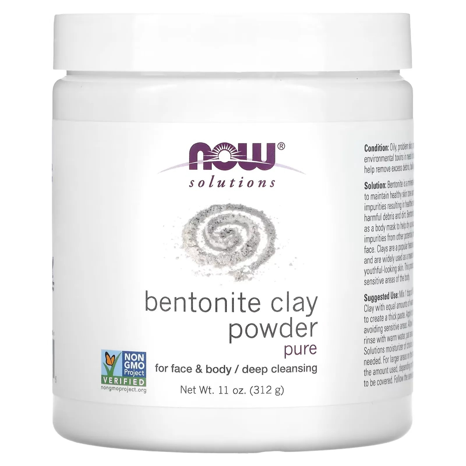 Solutions, Bentonite Clay Powder, Pure, 11 oz (312 g)