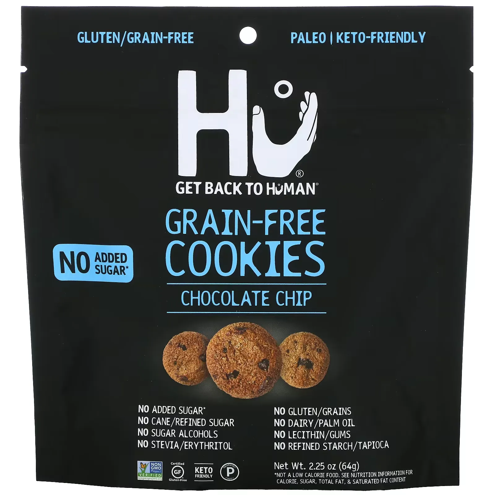 Grain-Free Cookies, Chocolate Chip, 2.25 oz (64 g)